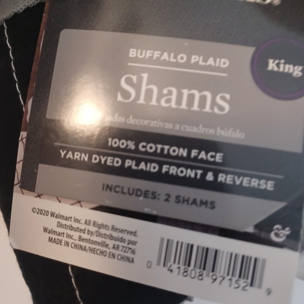 NEW Better Homes And Gardens Blk Buffalo Checked King Shams - Picture 2 of 4